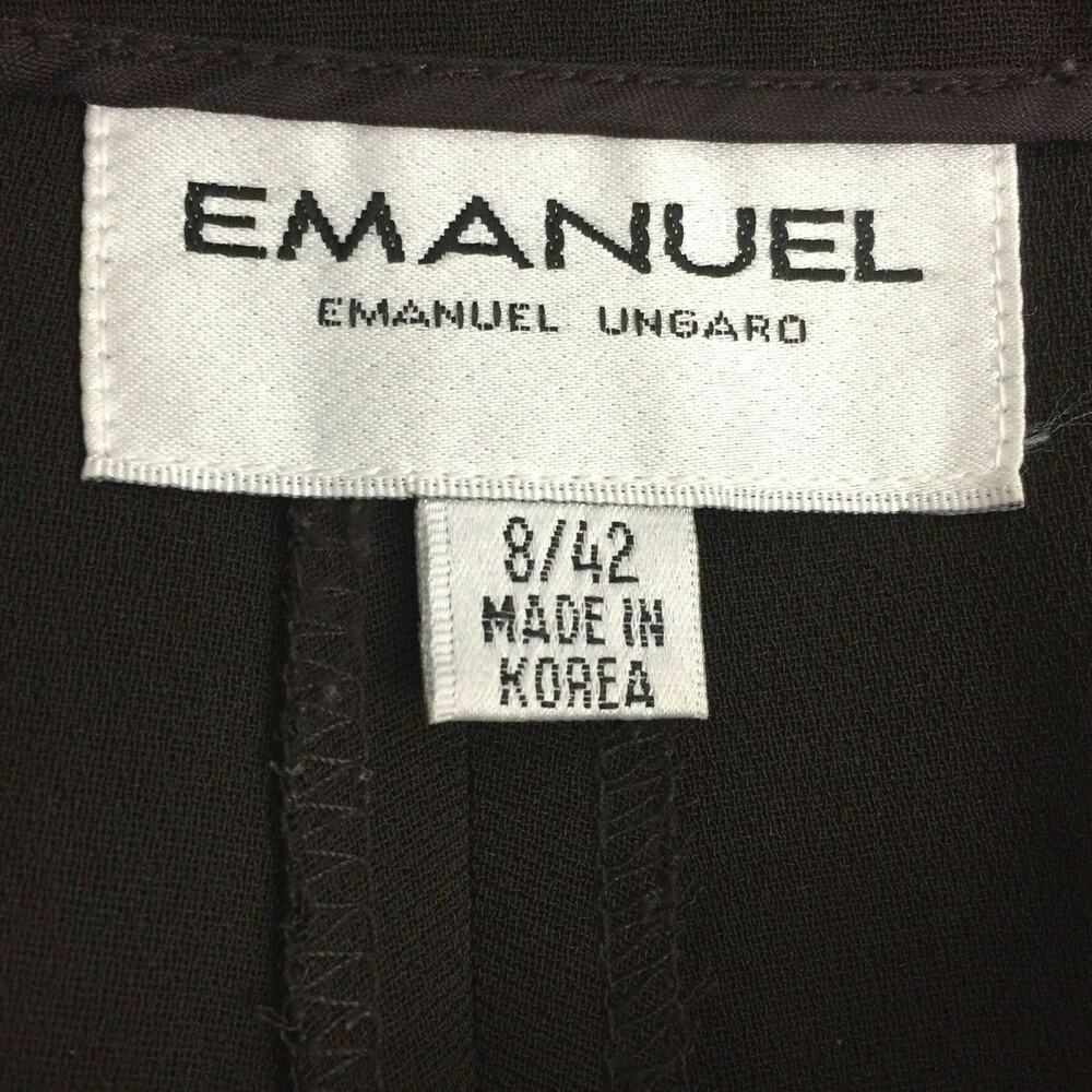 Emanuel Ungaro Dress Pants Women Size 8 Black Career Slacks Altered Hem Corpcore - Picture 3 of 6